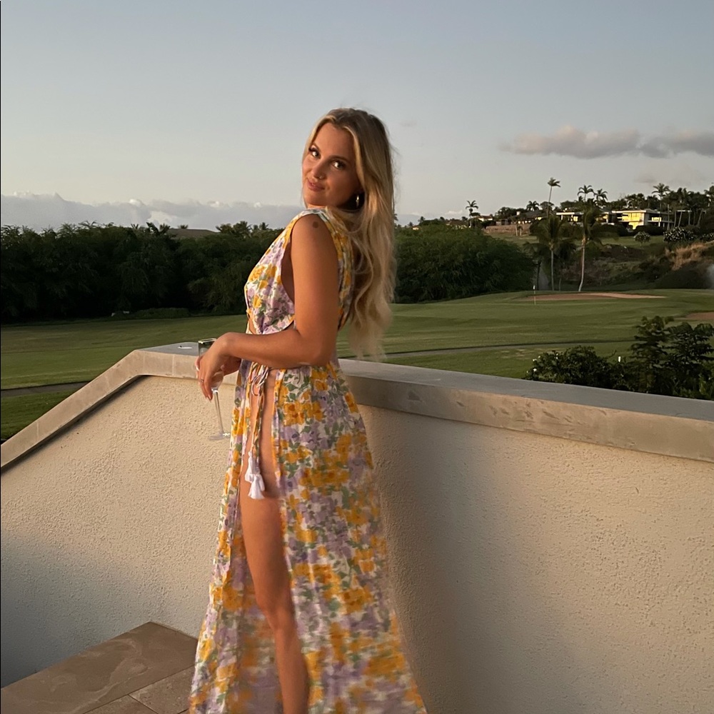 Tularosa Yellow Floral Maxi Dress with Lavender Accents